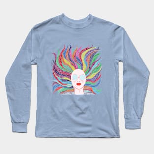 woman with colored hair Long Sleeve T-Shirt